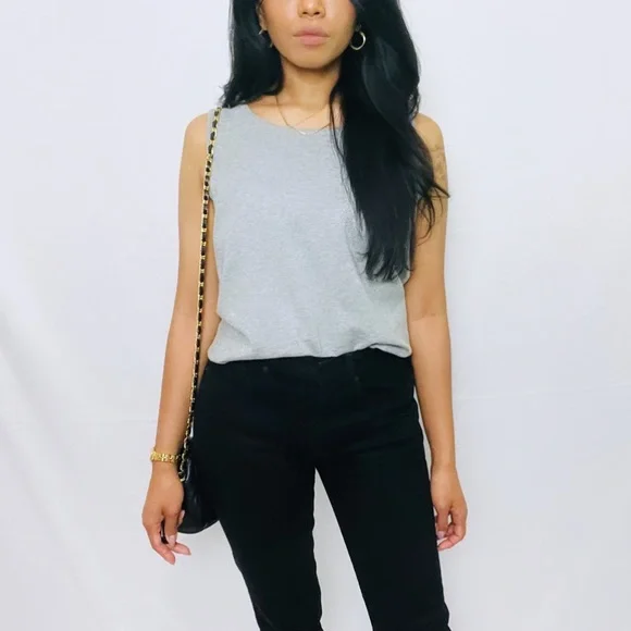 Vintage | Grey Cotton Blend Crew Neck Basic Knit Sweater Vest S - Picture 8 of 9